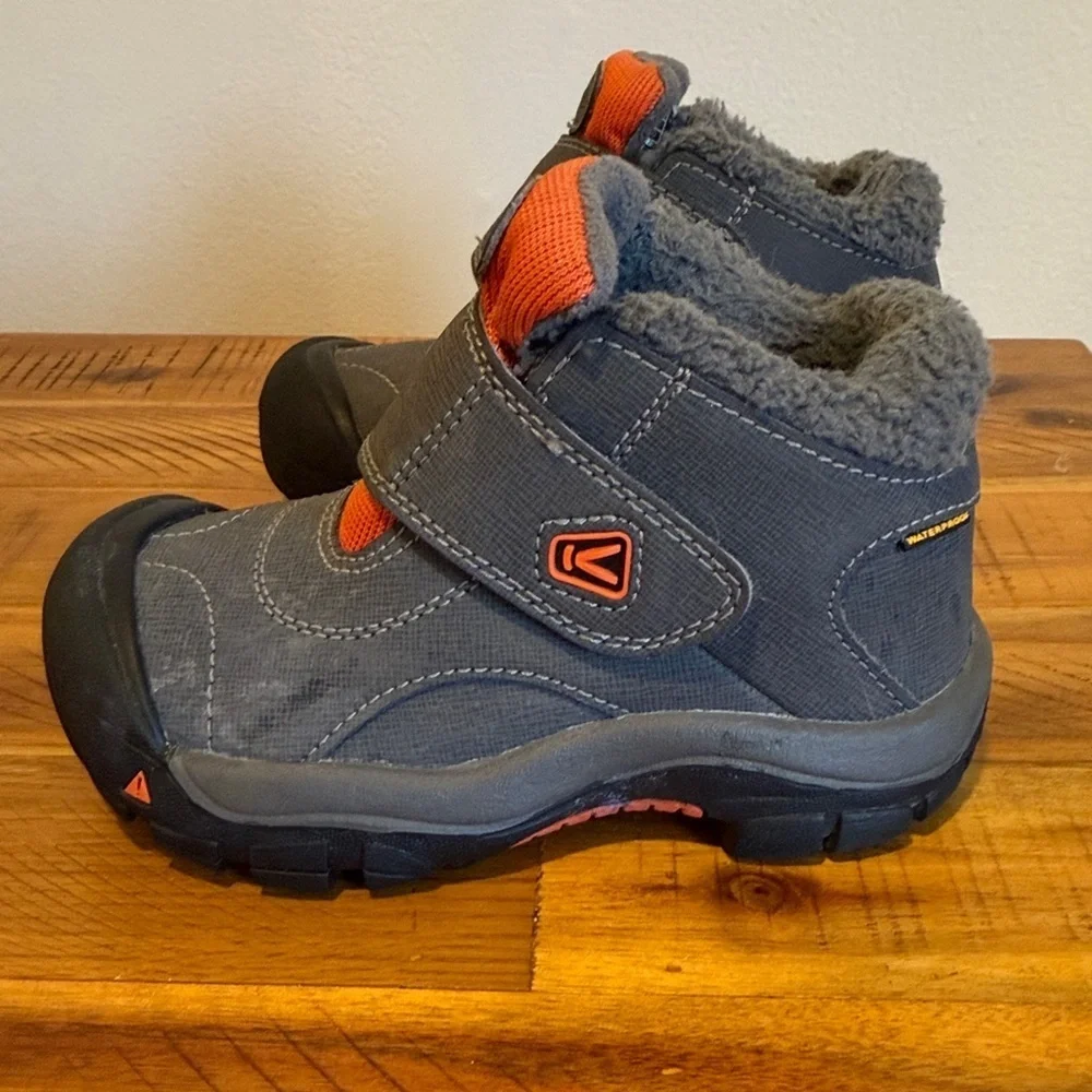Keen Kids' Gray and Orange WaterProof Winter Snow Boots